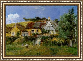 Edmond Framed Paintings - Picking Flowers by Edmond Marie Petitjean