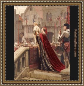 Hard Times Framed Paintings - A Little Prince Likely in Time to Bless a Royal Throne by Edmund Blair Leighton