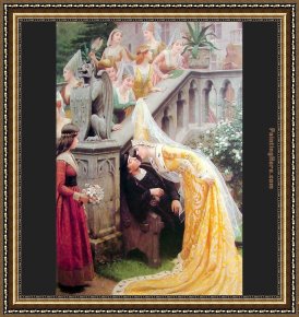 Leighton Flaming June Framed Paintings - Alain Chartier by Edmund Blair Leighton