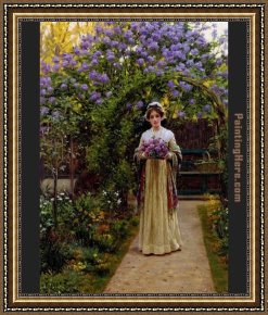Lilac Framed Paintings - Lilac by Edmund Blair Leighton