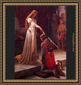 Leighton Flaming June Framed Paintings - The Accolade by Edmund Blair Leighton