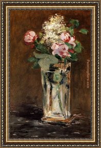 Golding Constable's Flower Garden Framed Paintings - Flowers In A Crystal Vase by Edouard Manet