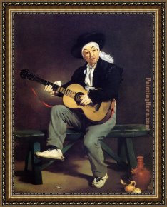Card Player Framed Paintings - The Guitar Player by Edouard Manet