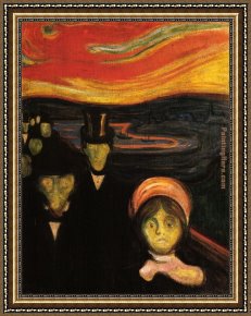 Edvard Framed Paintings - Anxiety by Edvard Munch
