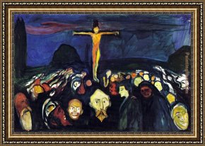 Edvard Framed Paintings - Golgotha by Edvard Munch
