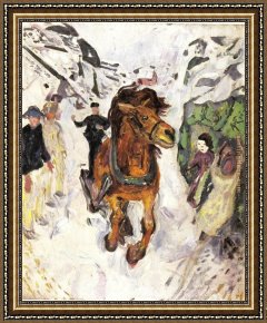 Edvard Framed Paintings - Horse galloping 1912 by Edvard Munch