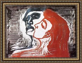 Edvard Framed Paintings - Man and Woman by Edvard Munch