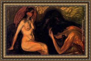 Edvard Framed Paintings - Man and Woman by Edvard Munch