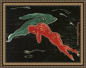 Edvard Framed Paintings - Meeting in Outer Space by Edvard Munch