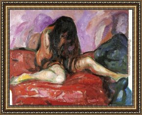 Edvard Framed Paintings - Nude by Edvard Munch