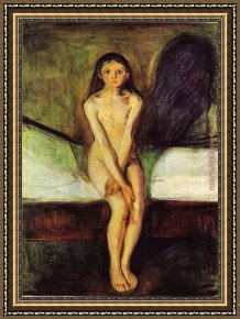 Edvard Framed Paintings - Puberty by Edvard Munch