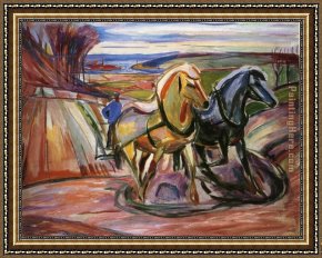 Edvard Framed Paintings - Spring Plowing by Edvard Munch