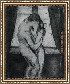 Edvard Framed Paintings - The Kiss 1895 by Edvard Munch