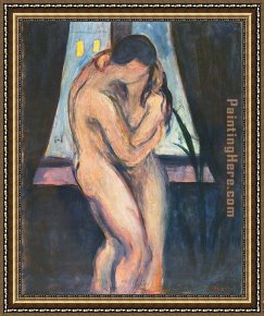 Edvard Framed Paintings - the kiss by Edvard Munch