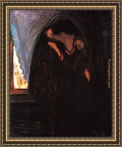 Edvard Framed Paintings - The Kiss II by Edvard Munch