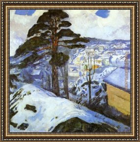 Edvard Framed Paintings - Winter Kragero by Edvard Munch