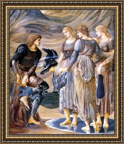 Nymph And Triton Framed Paintings - The Perseus Series Perseus and the Sea Nymphs by Edward Burne-Jones