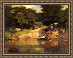 Edward Henry Potthast Framed Paintings - Boating in Central Park by Edward Henry Potthast