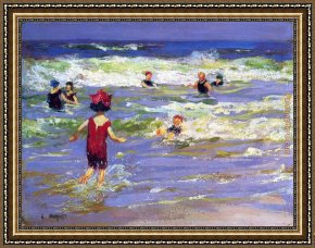 Bathers Framed Paintings - Little Sea Bather by Edward Henry Potthast