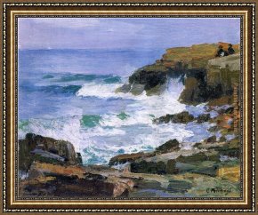Edward Henry Potthast Framed Paintings - Looking out to Sea by Edward Henry Potthast