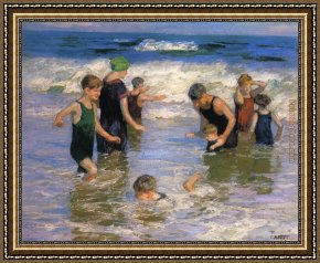 Bathers Framed Paintings - The Bathers by Edward Henry Potthast