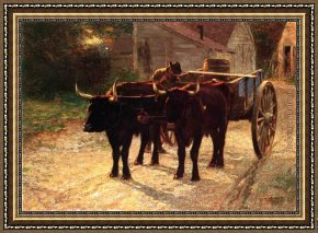 Edward Henry Potthast Framed Paintings - The Ox Cart by Edward Henry Potthast