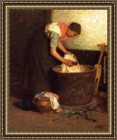 Edward Henry Potthast Framed Paintings - The Washerwoman by Edward Henry Potthast