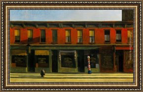 Sunday Afternoon on The Island of La Grande Jatte Framed Paintings - Early Sunday Morning by Edward Hopper
