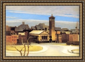Town Square Framed Paintings - November Washington Square by Edward Hopper