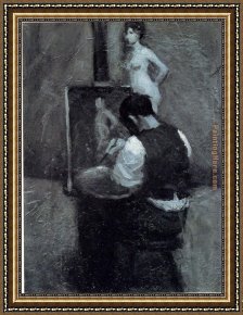 The Painter's Honeymoon Framed Paintings - Painter and Model by Edward Hopper