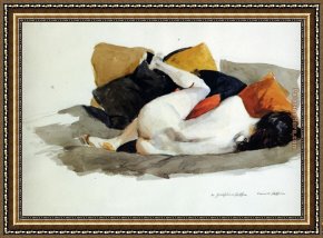Nude on a Sofa Framed Paintings - Reclining Nude by Edward Hopper