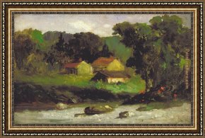 Rocky Vs Apollo Framed Paintings - Rocky Farm, Newport by Edward Mitchell Bannister
