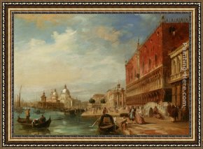 A View of Santa Maria Della Salute, Venice Framed Paintings - Santa Maria Della Salute from the Dodges Palace Venice by Edward Pritchett