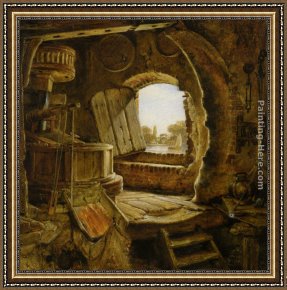 Flatford Mill Framed Paintings - Rembrants Fathers Mill by Edward William Cooke