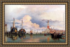 East Bergholt Rectory Framed Paintings - The Church Of The Gesuati And Riva Delle Zattere, With San Giorgio Maggiore Looking East by Edward William Cooke