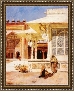 Virgil's Tomb Framed Paintings - White Marble Tomb at Suittitor Skiri by Edwin Lord Weeks