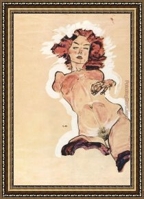 Acts Framed Paintings - Feminine act by Egon Schiele