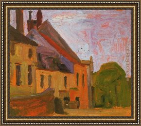 Town Square Framed Paintings - Houses on the Town Square in Klosterneuberg by Egon Schiele
