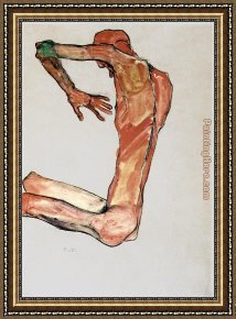 Male Nude Known As Patroclus Framed Paintings - Male Nude by Egon Schiele
