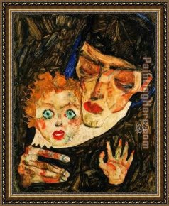 Elijah Restoring The Widow's Son Framed Paintings - Mother and son by Egon Schiele