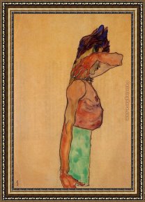 Male Nude Known As Patroclus Framed Paintings - Standing Male Nude by Egon Schiele