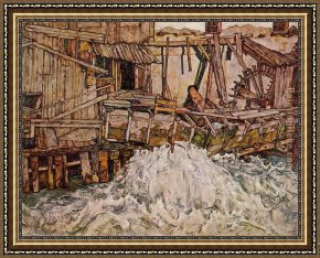 Flatford Mill Framed Paintings - The Mill by Egon Schiele