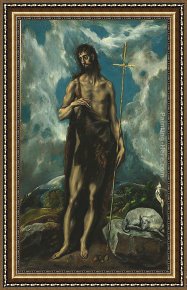 St John The Baptist Framed Paintings - St. John the Baptist by El Greco