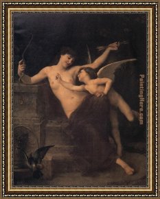 Cupid Framed Paintings - Cupid Disarmed by Emile Munier