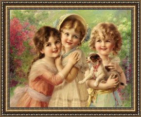 Friends Framed Paintings - Best of Friends by Emile Vernon