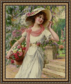 Gardens of The Vatican Framed Paintings - The Flower Garden by Emile Vernon