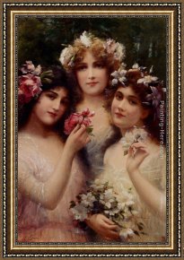 The Three Graces Framed Paintings - The Three Graces by Emile Vernon