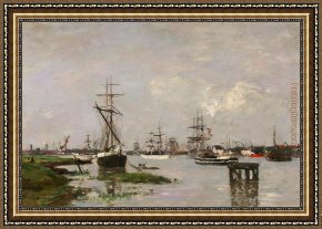 Mlle. Irene Cahen D'anvers Framed Paintings - Le Port, Anvers by Eugene Boudin