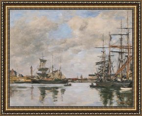 Port, Framed Paintings - Trouville, Le Port by Eugene Boudin