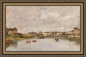 Port, Framed Paintings - Trouville, port by Eugene Boudin